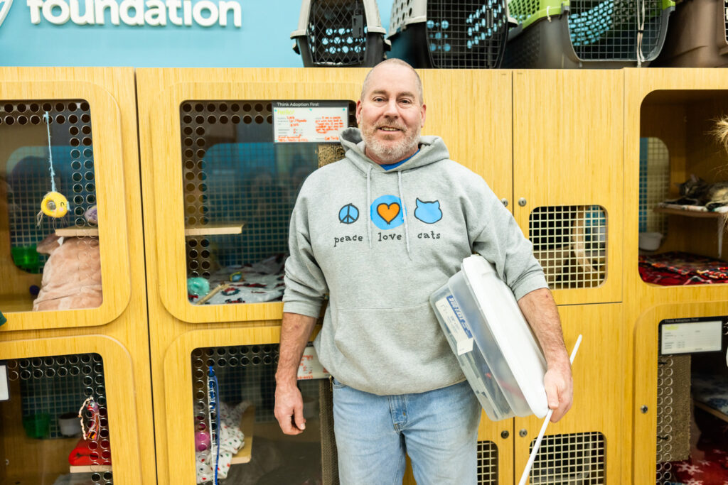 Volunteer Chris with Cattails Manhattan Kansas