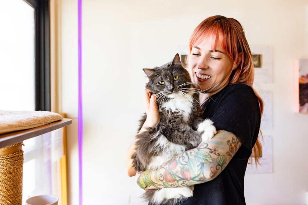 Syd and Mary cuddling on a sunny Winter afternoon in Lawrence, KS.