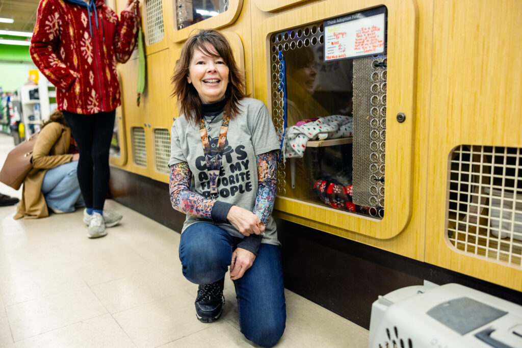 Cattails founder Natalie Young at adoption event in Manhattan KS