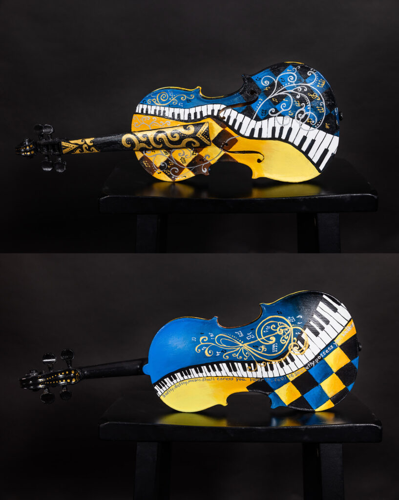 Hand painted fiddle by Tammy Karin, 2025