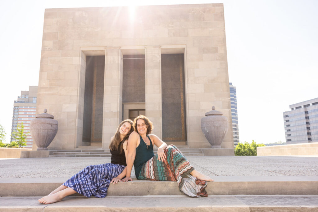 Kaia Schmit and Tammy Karina t the KC WWI Memorial.