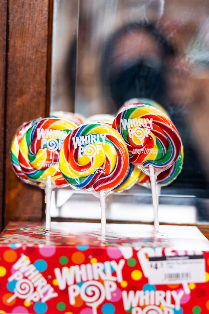 The nostalgic and bright interior of Squishington's is perfect for family pictures.