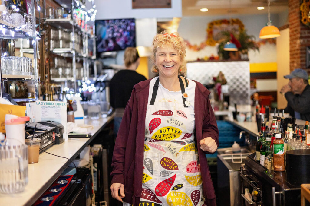 Mama Meg poses at Ladybird Diner.