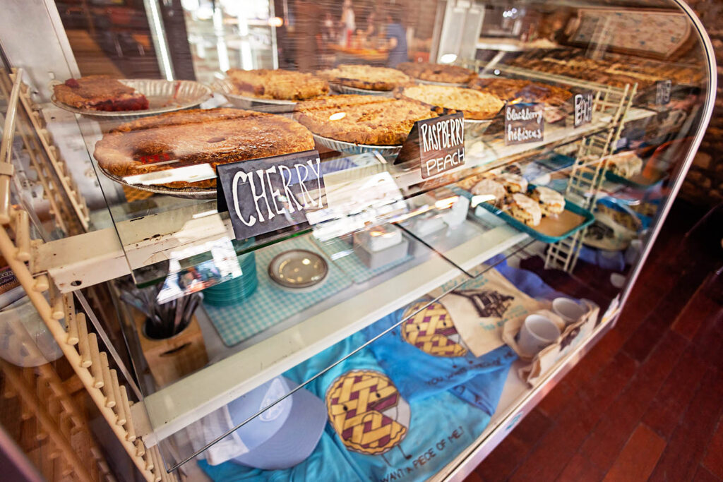 Delicious pies on display at the Ladybird Diner in Lawrence.