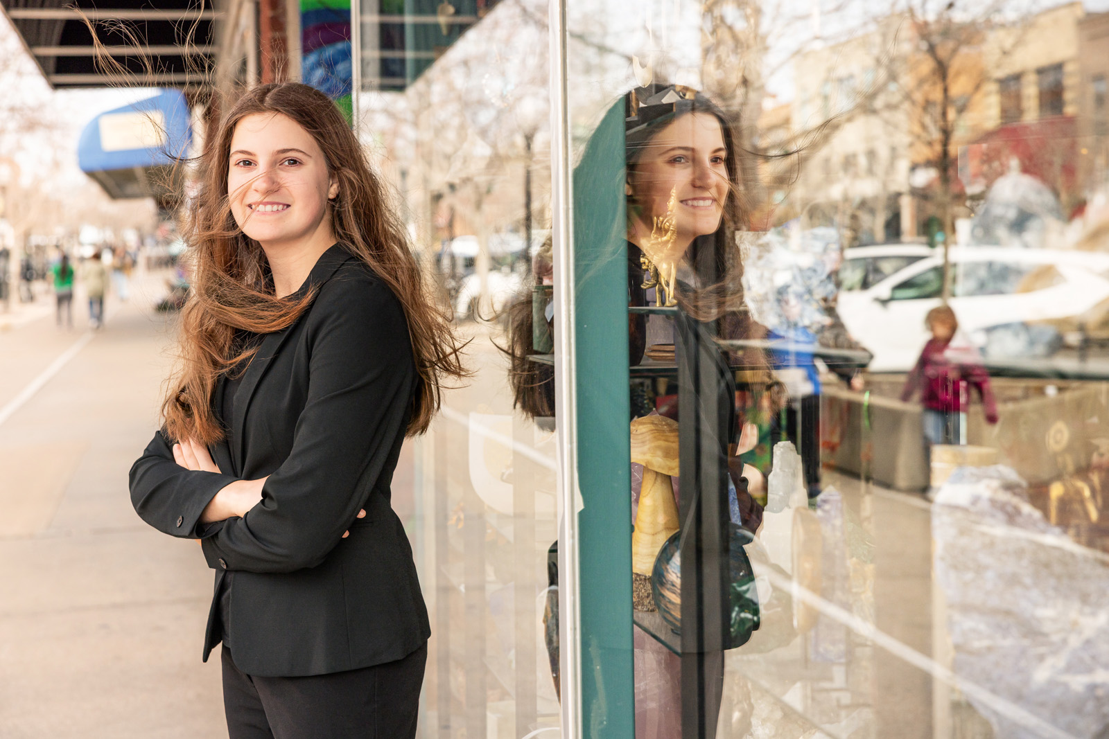 Using the colorful storefronts of Mass St. as a backdrop for unscripted family moments.