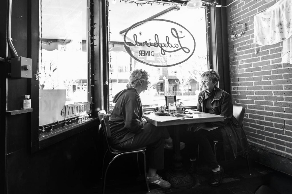 Owner of Ladybird diner dines with her mother on a weekday afternoon.
