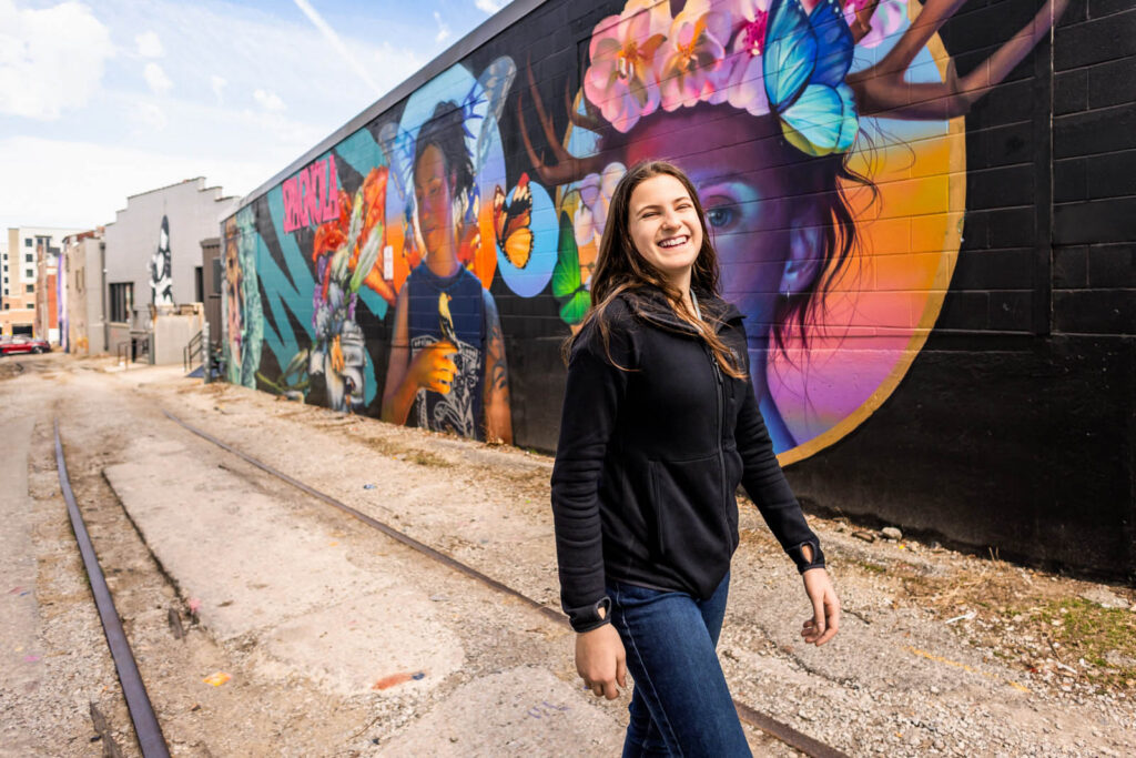 Murals in alleyways of the River District in downtown KC.