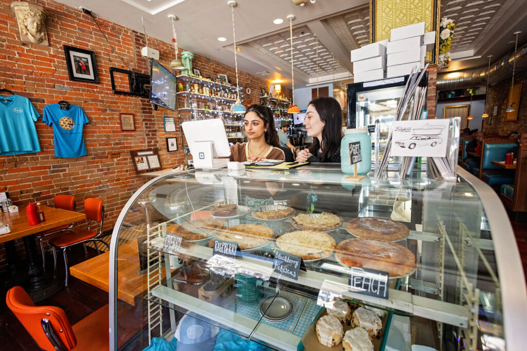 Happy waitstaff at Ladybird Diner in Lawrence.