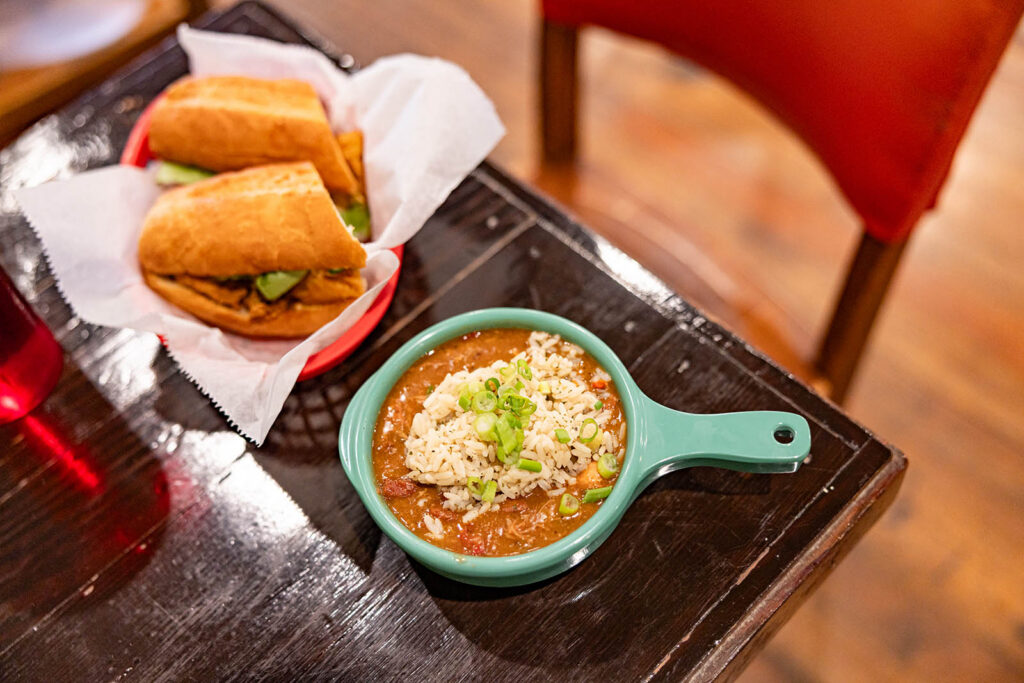 Terrebonne's amazing gumbo and Po Boy.