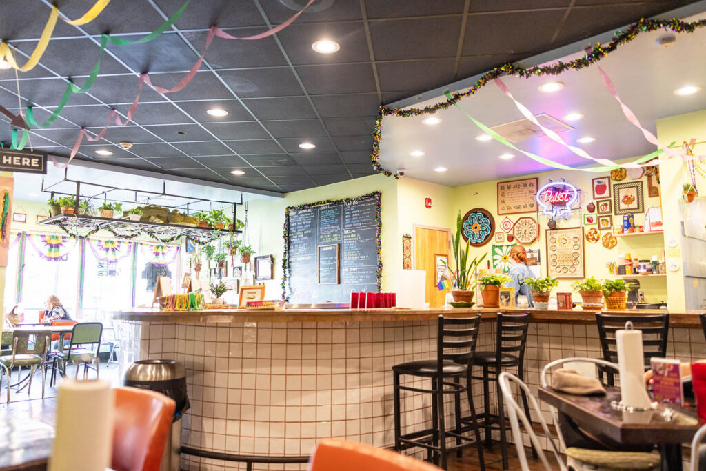 The colorful and eclectic interior of Terrebonne restaurant in LFK.