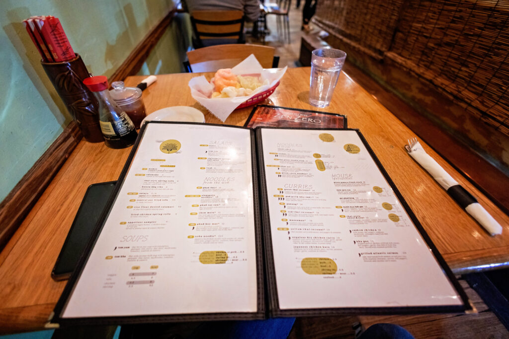 Menu for Zen Zero on Mass Street in Lawrence, KS.